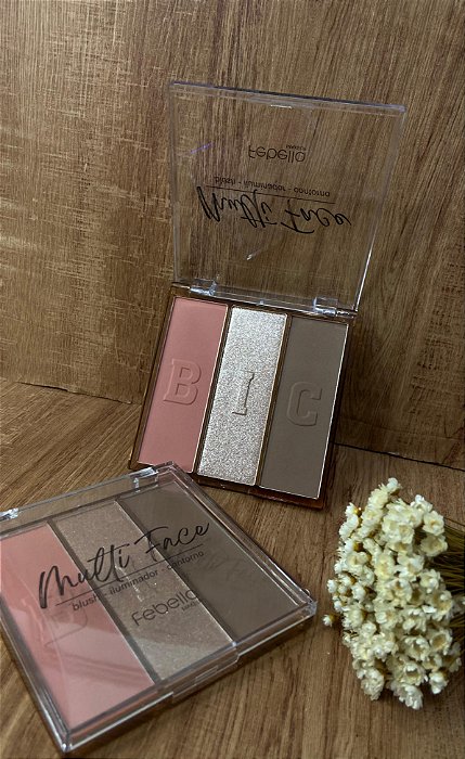 PALETA  QUADRADA MULTI FACE BLUSH,ILUMINADOR E CONTORNO - FEBELLA MU50113