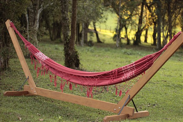 Base Suporte de Madeira para Rede de Tecido | 350 cm de ganho a gancho ( Capa Courvin opcional )