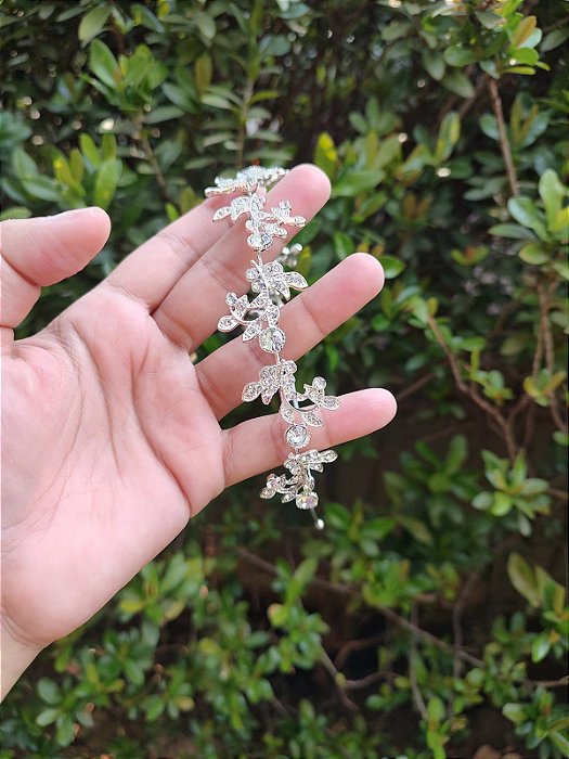 Tiara para Cabelo com Flores em Strass