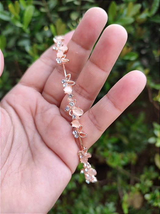Tiara para Cabelo Rose Gold com Pedraria