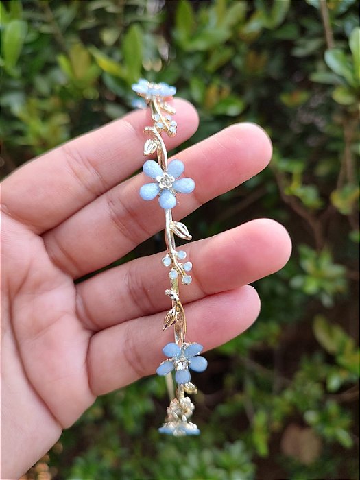 Tiara de Flores Azul