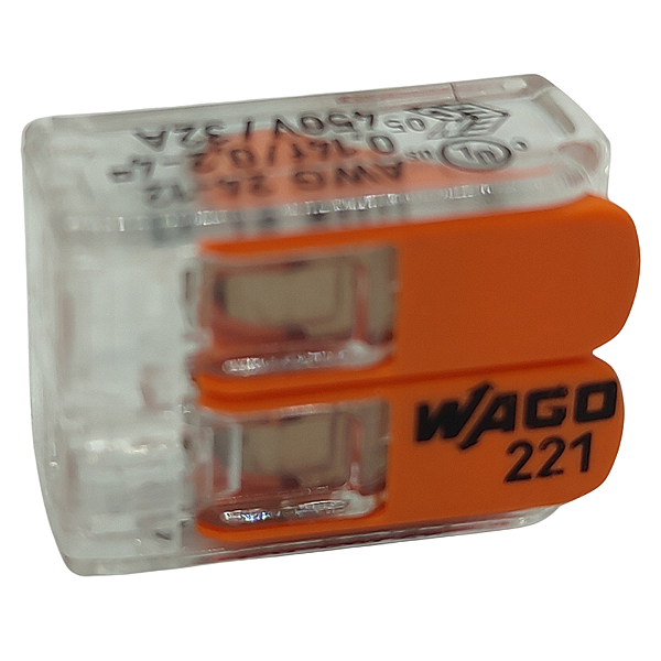 221-412 CONECTOR DE ALAVANCA EMENDA 4MM 2 VIAS 32A 450V WAGO