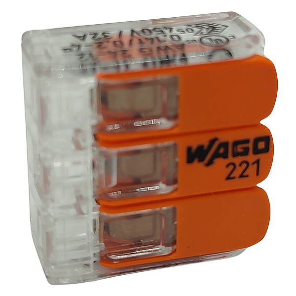 221-413 CONECTOR DE ALAVANCA EMENDA 4MM 3 VIAS 32A 450V WAGO