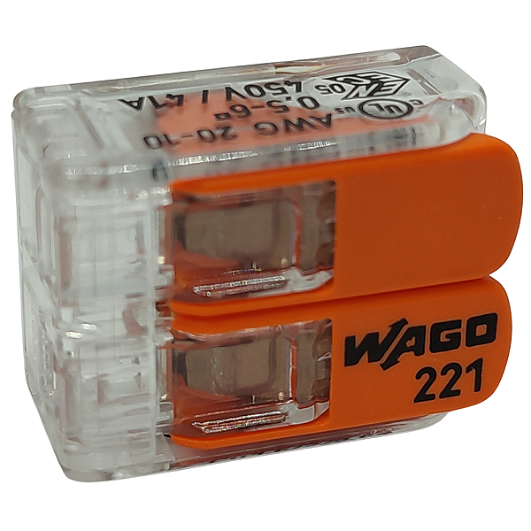 221-612 CONECTOR DE ALAVANCA EMENDA 2 VIAS 6MM WAGO