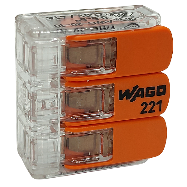 221-613 CONECTOR DE ALAVANCA EMENDA 3 VIAS 6MM WAGO