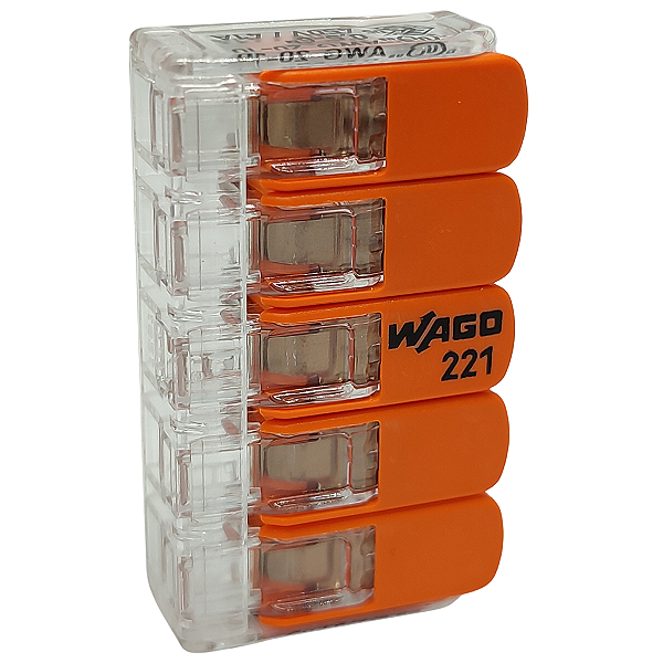 221-615 CONECTOR DE ALAVANCA EMENDA 5 VIAS 6MM WAGO