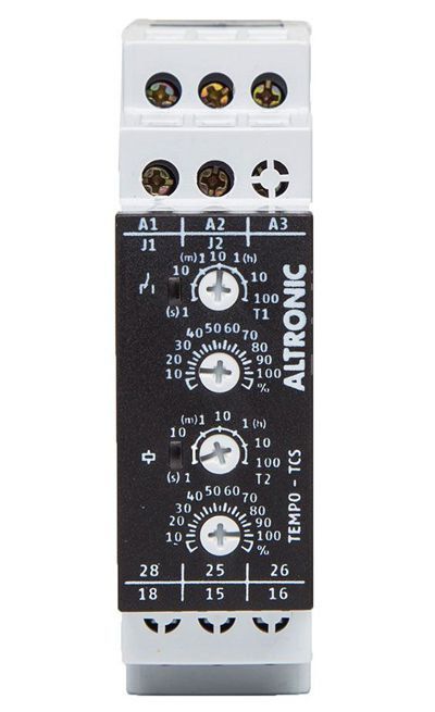 TCS 02-04 MM RELÉ DE TEMPO RETARDO/PULSO NA ENERGIZAÇÃO CÍCLICO (RE/RI) 2 SPDT 1TCS0204 ALTRONIC