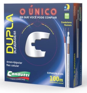 Cabo coaxial 80% condutti c polar 4 mm bco 100 m dupla blindagem