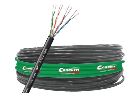 Cabo cftv preto 4 pares blindado condutti cabo rolo 100m