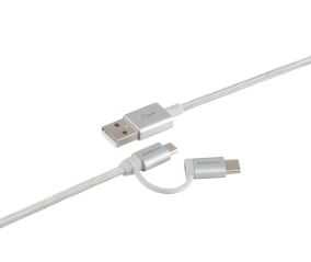 Cabo usb - micro usb + tipo c intelbras 1,5m 3,0a pvc bco euabc 15nb