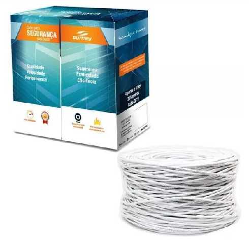 Cabo cftv branco sumay cabo 4 pares 300m