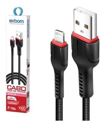 Cabo usb - iphone exbom 1,0m 2,4a pvc nylon cbx-u2c131p