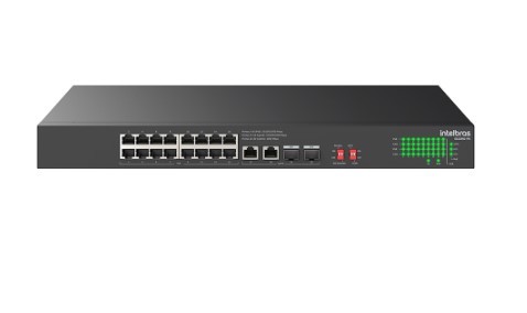 Switch 16p gigabit ethernet intelbras poe 4p uplink 2p sfp