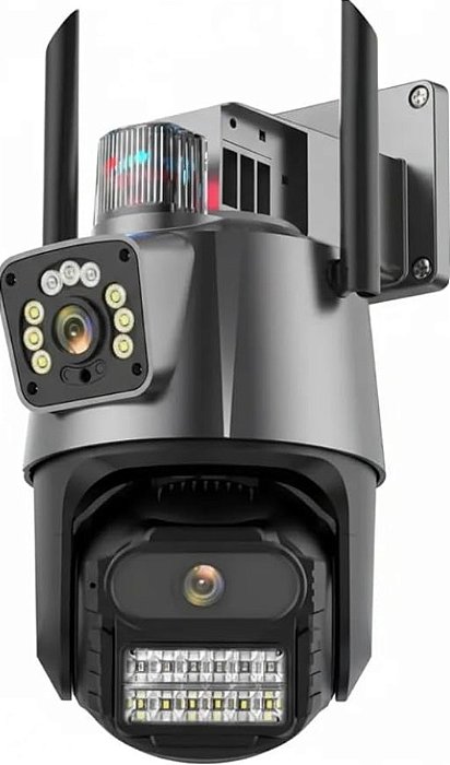 Camera mini speed dome wi-fi dupla lente 3mp cada lente - cinza