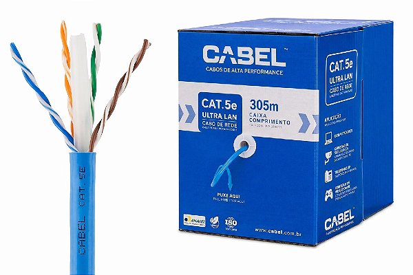 Cabo rede cat5e caixa 305m 4 pares azul (interno) - cabel