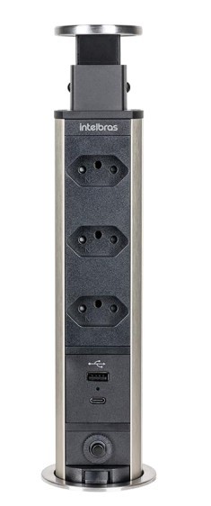 Protetor eletronico intelbras com 3 tomadas 2 usb - epe 3003+ preto