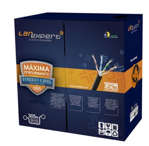 Cabo rede cat5e caixa 305m 4 pares azul (interno) - lan expert