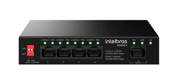Switch 5p gigabit ethernet intelbras poe s1105g-p