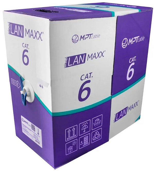 Cabo rede cat6e rolo 100m 4 pares azul - mpt