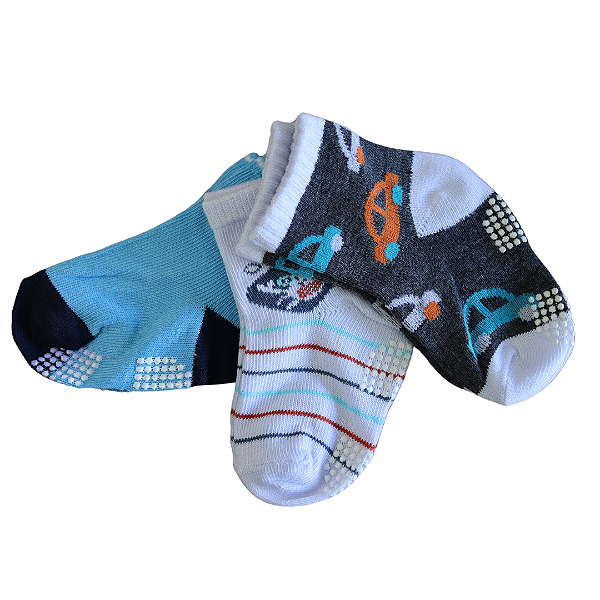 Kit 3 Pares de Meias Antiderrapantes - 0 a 24 Meses