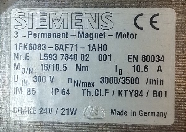 SERVOMOTOR SIEMENS 1FK6083-6AF71-1AH0