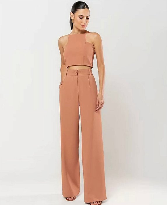 Conjunto Cropped e Calça Pantalona Rafa Alfaiataria Nobre Cores