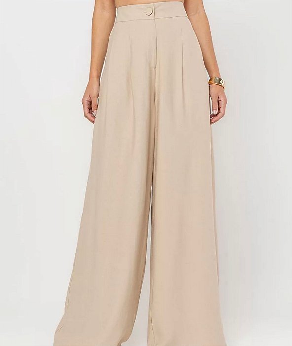 Calça Pantalona Drapeada Alfaiataria Nobre