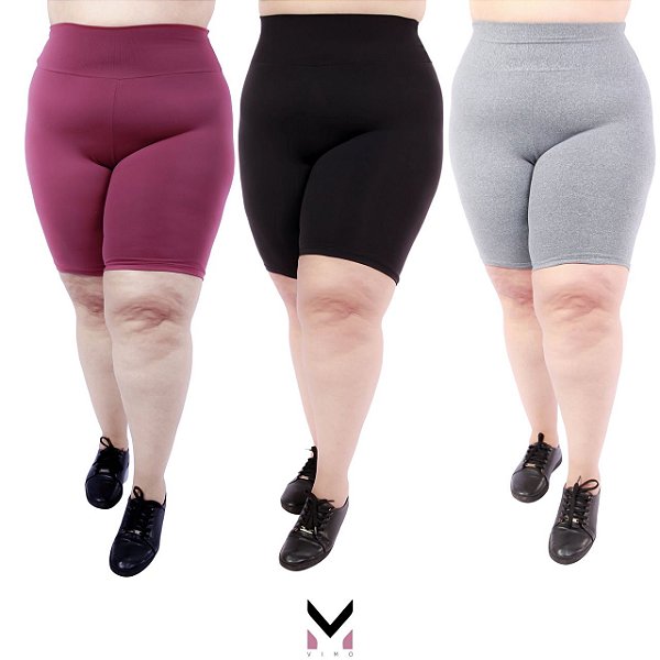 Kit 3 Bermudas Plus Size (R$69,90 cada)