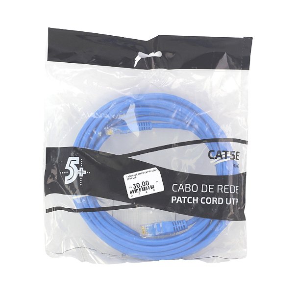 Cabo De Rede Azul Ethernet Rj45 Cat5E 5 Metros