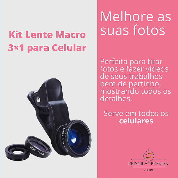 Lente Macro 3×1 para Celular