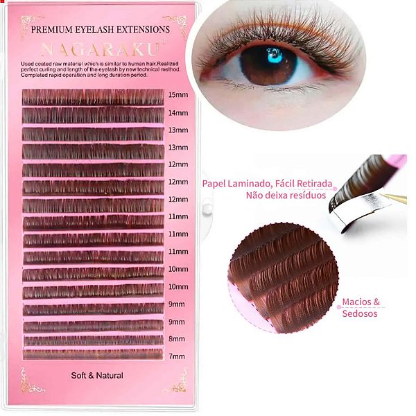 Cílios Nagaraku 0.07D Mix Marrom