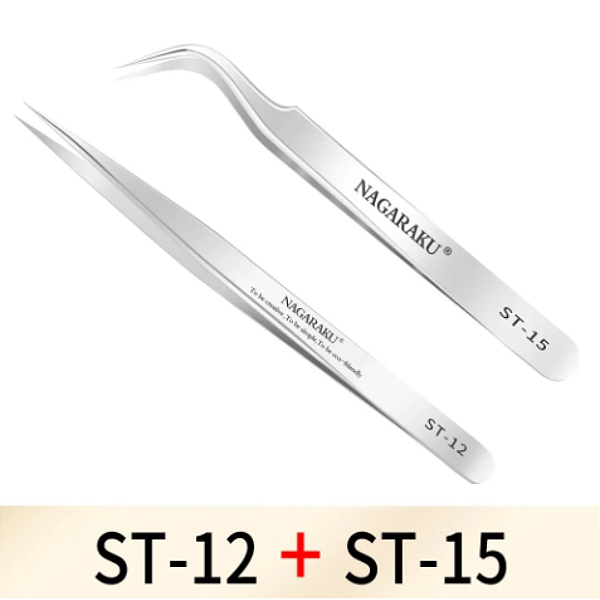 kit Pinças Nagaraku ST15 + ST12 Reta e Curva + Case Plastico