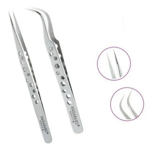 kit Pinças Nagaraku NH15 + NH12 Reta e Curva + Case Plastico