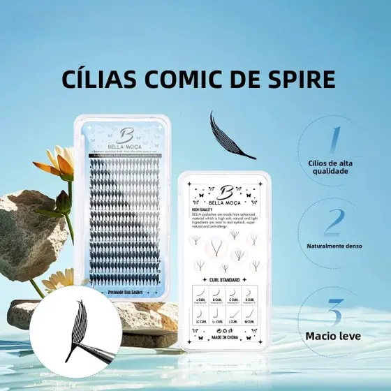 Cílios Bella Moça Anime Mangá PENA TORRE 0.07D Mix 8-14mm