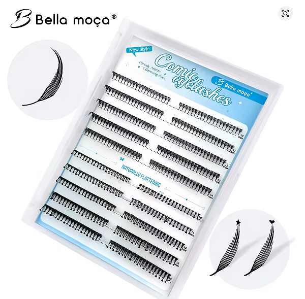 Cílios Bella Moça Anime Mangá PENA E PENA CORAÇÃO/ESTRELA 0.07D Mix 10 -14mm