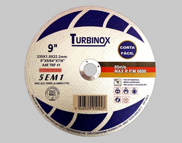 Disco de Corte para Ferro/Inox Turbinox 9" x 5/64" x 7/8"