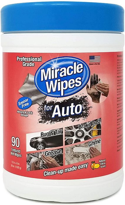 Toalha para Limpeza Automotiva Miracle Wipes - Baldinho com 90 toalhas