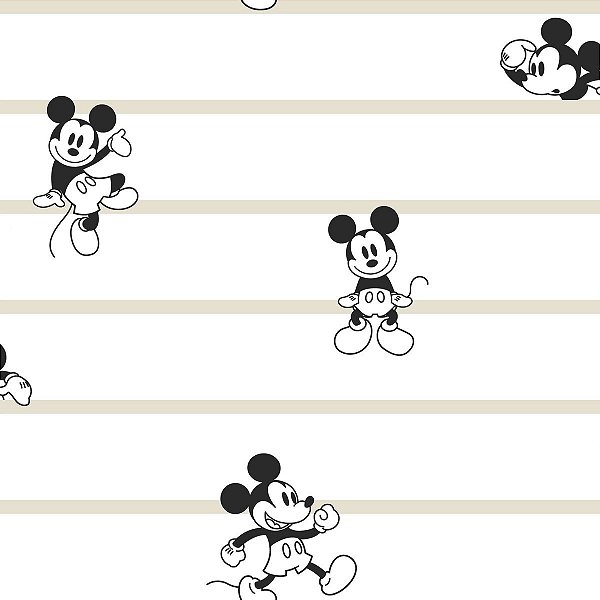 Papel de Parede Disney Mickey Listrado Bege EPLDI0932A
