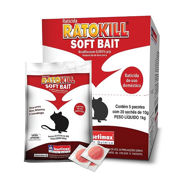Raticida RatoKill Soft 200g 20 Iscas Frescas - Veneno para ratos ratazanas camundongos