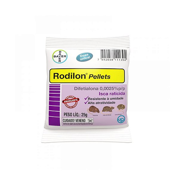 Isca Raticida Rodilon Pellets 25g - Mata Ratos eficaz -BAYER