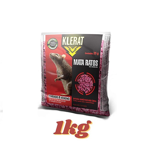 Mata ratos Klerat iscas - 1kg - Poderoso e eficaz.