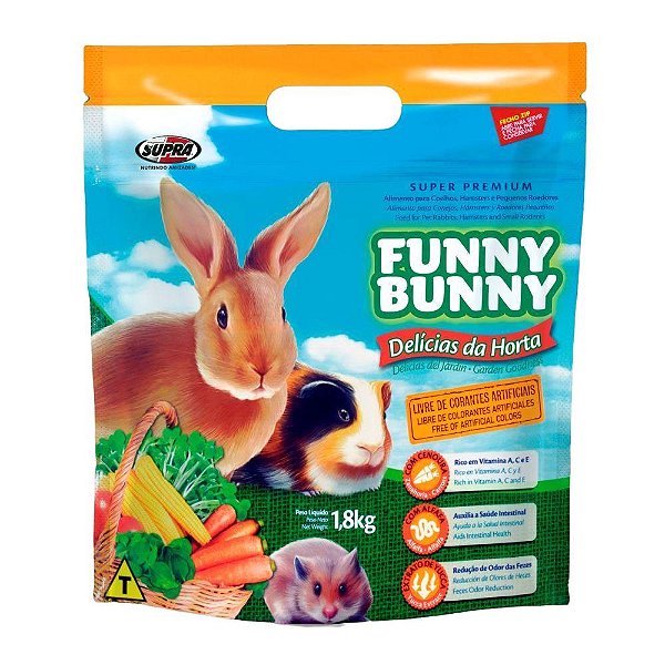 Ração Funny Bunny 1.8kg Delícias da Horta Pequenos Roedores, Coelhos e Hamster