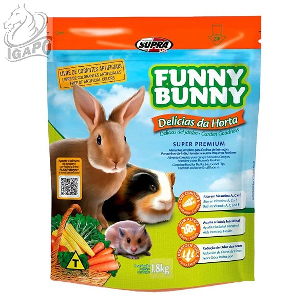 Ração Funny Bunny 500g Delícias da Horta Pequenos Roedores, Coelhos e Hamster