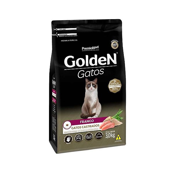 Ração Golden Gatos Castrados Frango 3Kg