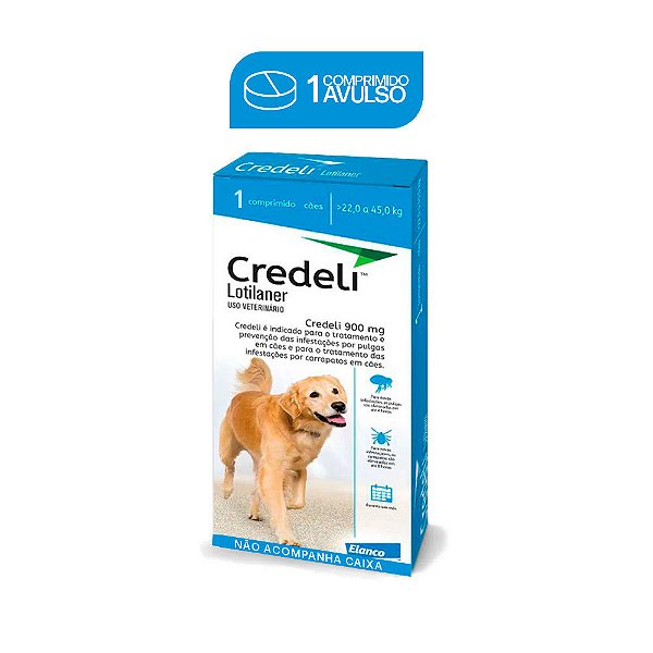Credeli 900mg (Caes de 22 a 45Kg) Antipulgas e Carrapatos Elanco 1 comprimido Avulso