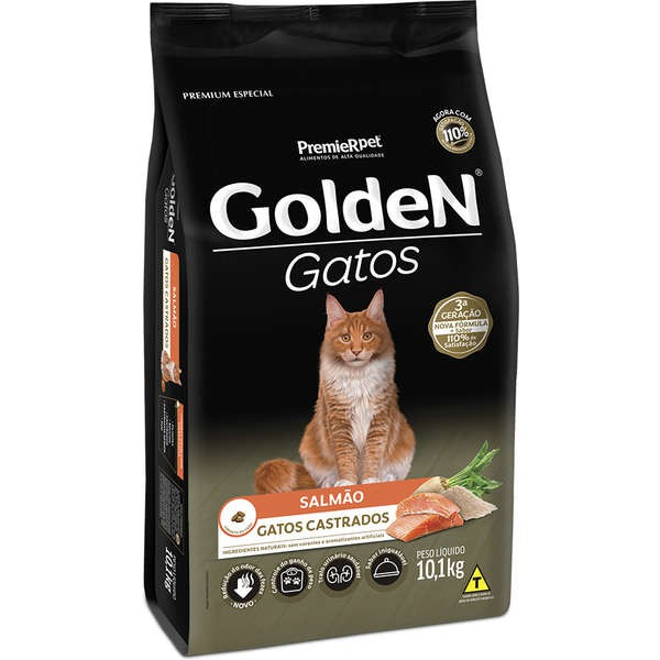 Ração Premier Golden Formula Gatos Castrados Salmão 10,1kg