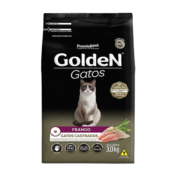 Ração Golden Gato Adulto Castrado Frango 3kg