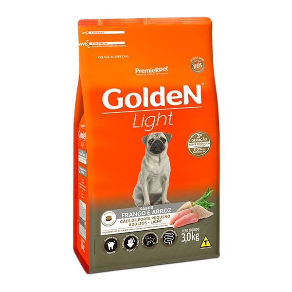 Ração Golden Formula Light Cães Adultos Mini Bits Frango e Arroz 3 kg