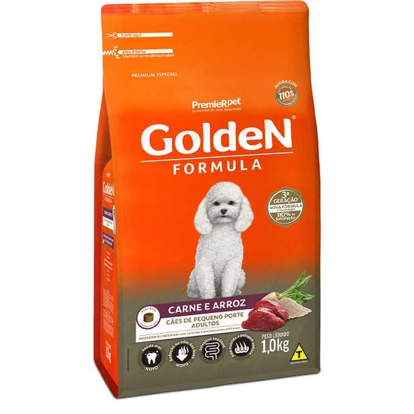 Ração Golden Formula Mini Bits Cães Adultos Raças Pequenas Carne e Arroz 1kg