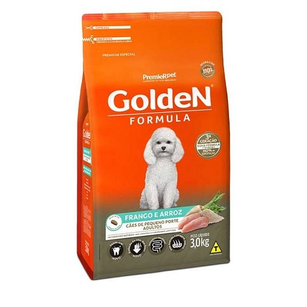 Ração Golden Adulto Mini Bits Frango Arroz Cães Porte Pequeno Ração 3kg